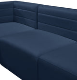 Quincy Blue Velvet Modular Cloud-Like Comfort Armless Chair from Meridian - Luna Furniture