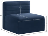 Quincy Blue Velvet Modular Cloud-Like Comfort Armless Chair from Meridian - Luna Furniture