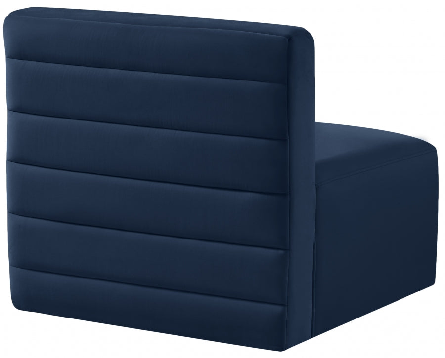 Quincy Blue Velvet Modular Cloud-Like Comfort Armless Chair from Meridian - Luna Furniture