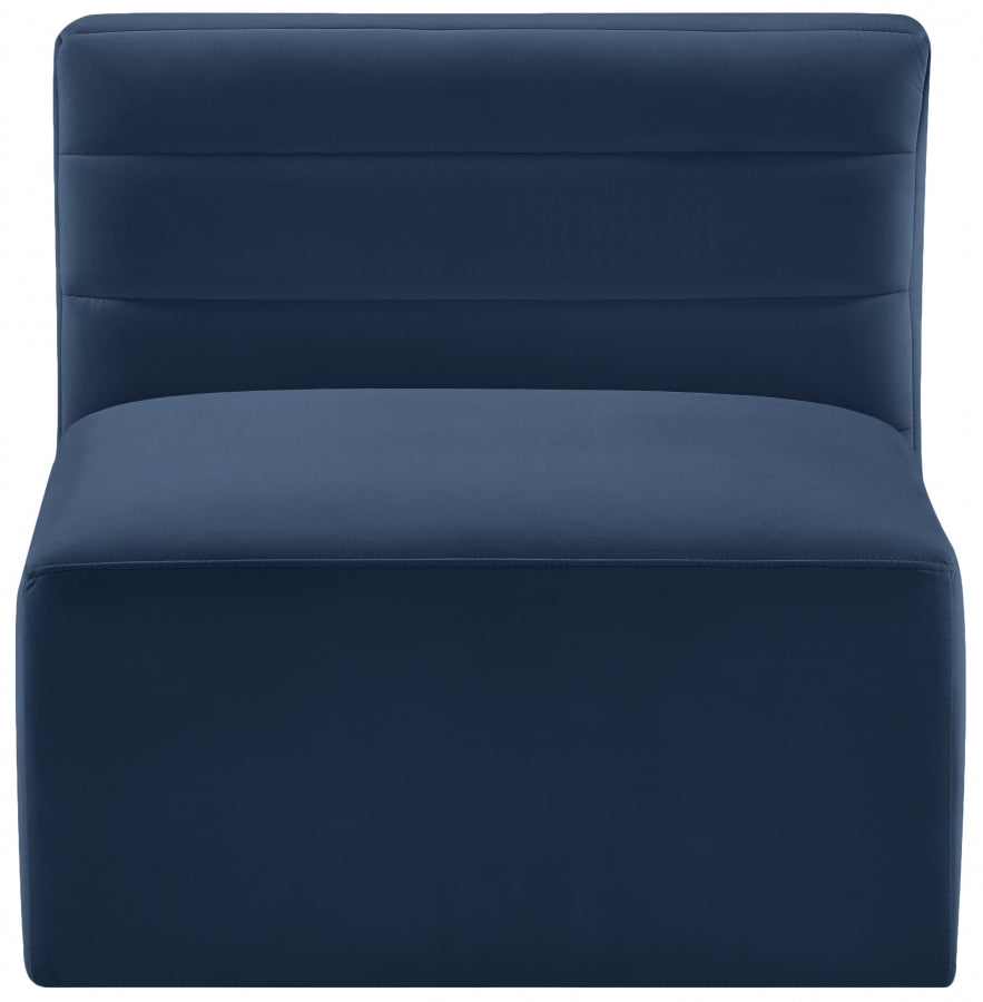 Quincy Blue Velvet Modular Cloud-Like Comfort Armless Chair from Meridian - Luna Furniture