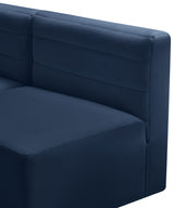 Quincy Blue Velvet Modular Cloud-Like Comfort Armless Chair from Meridian - Luna Furniture