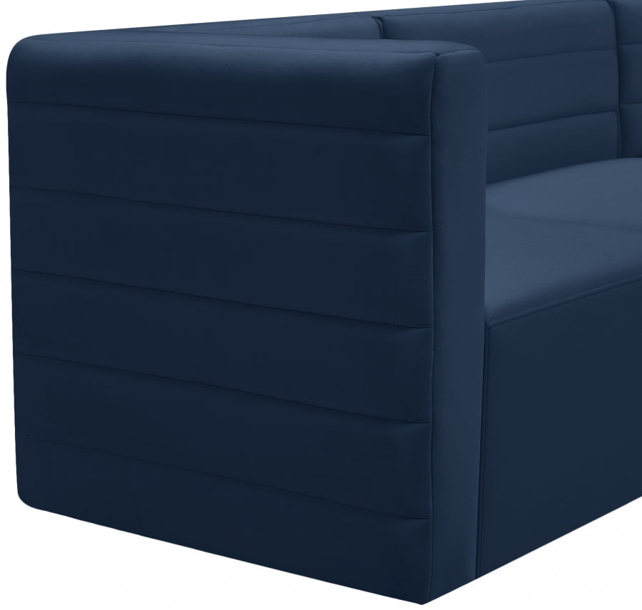 Quincy Blue Velvet Modular Cloud-Like Comfort Armless Chair from Meridian - Luna Furniture