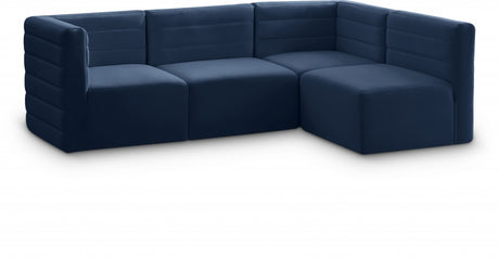 Quincy Blue Velvet Modular Cloud-Like Comfort Sectional from Meridian - Luna Furniture