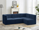 Quincy Blue Velvet Modular Cloud-Like Comfort Sectional from Meridian - Luna Furniture