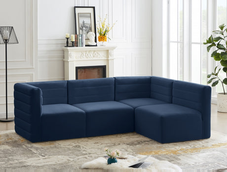 Quincy Blue Velvet Modular Cloud-Like Comfort Sectional from Meridian - Luna Furniture