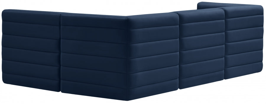 Quincy Blue Velvet Modular Cloud-Like Comfort Sectional from Meridian - Luna Furniture