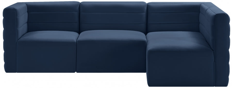 Quincy Blue Velvet Modular Cloud-Like Comfort Sectional from Meridian - Luna Furniture