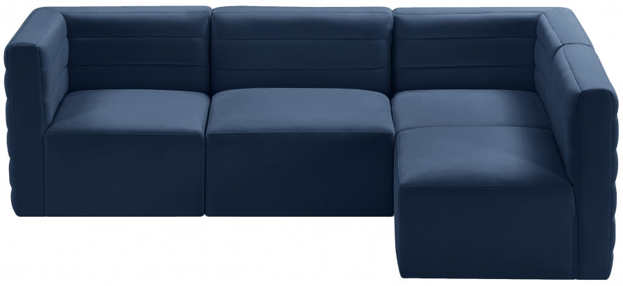 Quincy Blue Velvet Modular Cloud-Like Comfort Sectional from Meridian - Luna Furniture