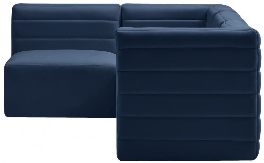 Quincy Blue Velvet Modular Cloud-Like Comfort Sectional from Meridian - Luna Furniture