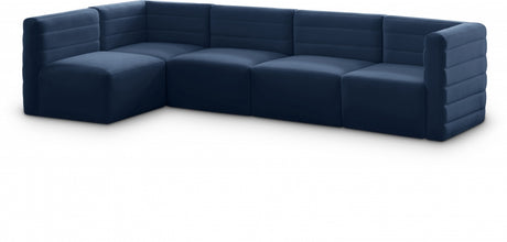 Quincy Blue Velvet Modular Cloud-Like Comfort Sectional from Meridian - Luna Furniture