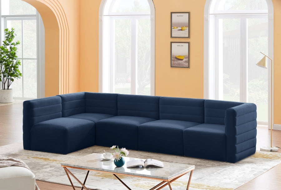 Quincy Blue Velvet Modular Cloud-Like Comfort Sectional from Meridian - Luna Furniture