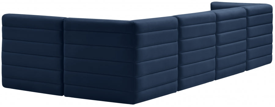 Quincy Blue Velvet Modular Cloud-Like Comfort Sectional from Meridian - Luna Furniture