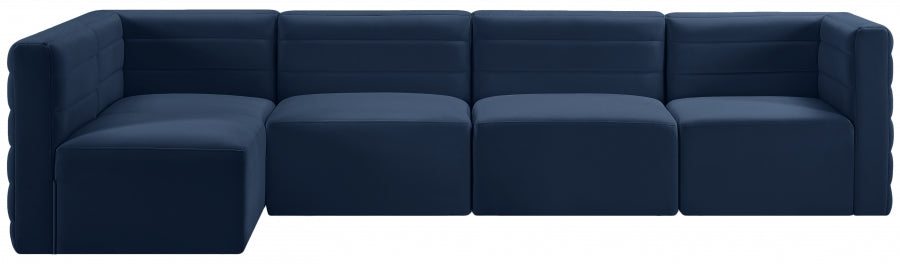 Quincy Blue Velvet Modular Cloud-Like Comfort Sectional from Meridian - Luna Furniture