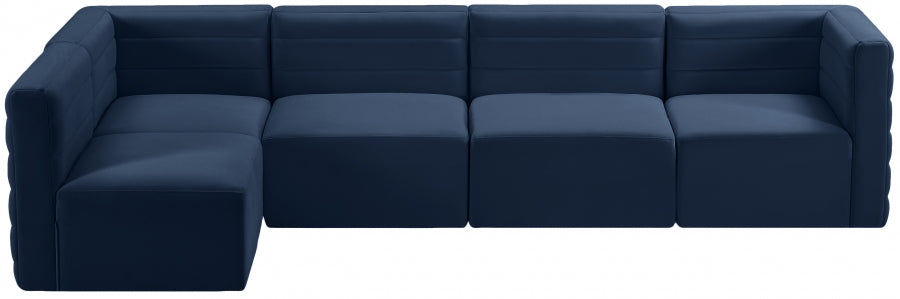 Quincy Blue Velvet Modular Cloud-Like Comfort Sectional from Meridian - Luna Furniture