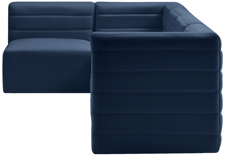 Quincy Blue Velvet Modular Cloud-Like Comfort Sectional from Meridian - Luna Furniture