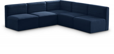 Quincy Blue Velvet Modular Cloud-Like Comfort Sectional from Meridian - Luna Furniture