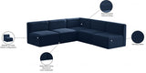 Quincy Blue Velvet Modular Cloud-Like Comfort Sectional from Meridian - Luna Furniture