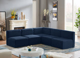 Quincy Blue Velvet Modular Cloud-Like Comfort Sectional from Meridian - Luna Furniture