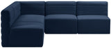 Quincy Blue Velvet Modular Cloud-Like Comfort Sectional from Meridian - Luna Furniture