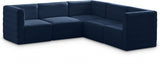 Quincy Blue Velvet Modular Cloud-Like Comfort Sectional from Meridian - Luna Furniture