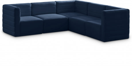 Quincy Blue Velvet Modular Cloud-Like Comfort Sectional from Meridian - Luna Furniture