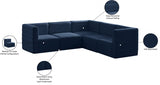 Quincy Blue Velvet Modular Cloud-Like Comfort Sectional from Meridian - Luna Furniture