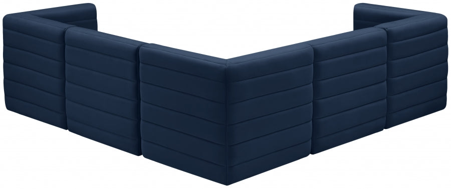 Quincy Blue Velvet Modular Cloud-Like Comfort Sectional from Meridian - Luna Furniture