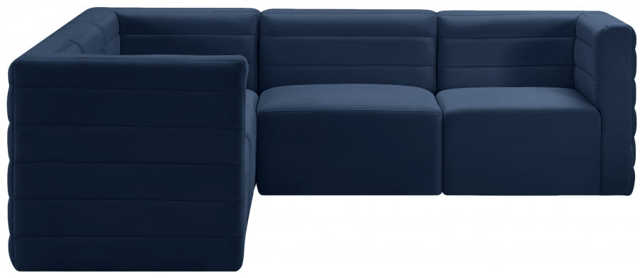 Quincy Blue Velvet Modular Cloud-Like Comfort Sectional from Meridian - Luna Furniture