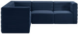 Quincy Blue Velvet Modular Cloud-Like Comfort Sectional from Meridian - Luna Furniture