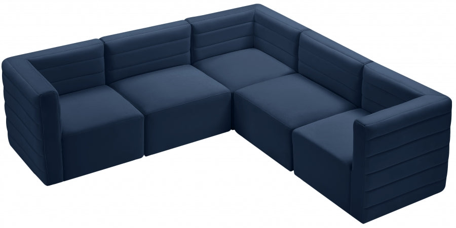 Quincy Blue Velvet Modular Cloud-Like Comfort Sectional from Meridian - Luna Furniture