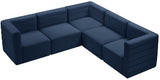 Quincy Blue Velvet Modular Cloud-Like Comfort Sectional from Meridian - Luna Furniture