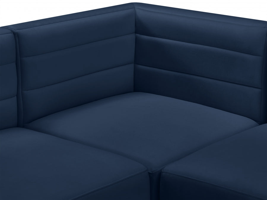 Quincy Blue Velvet Modular Cloud-Like Comfort Sectional from Meridian - Luna Furniture