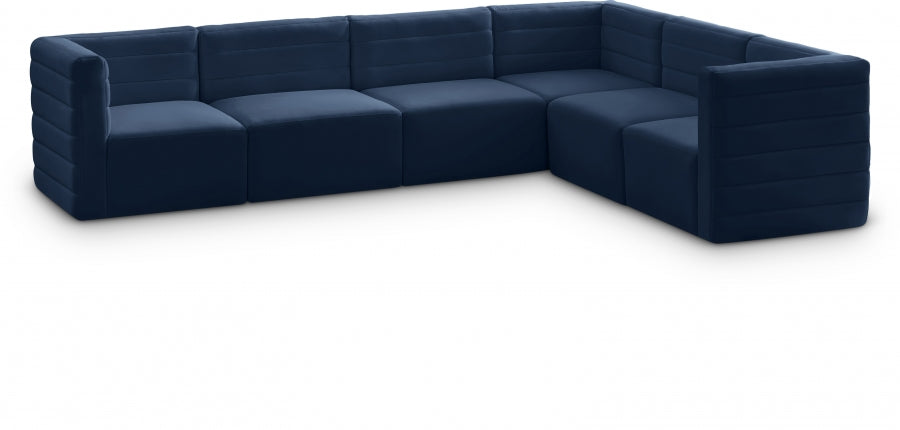 Quincy Blue Velvet Modular Cloud-Like Comfort Sectional from Meridian - Luna Furniture