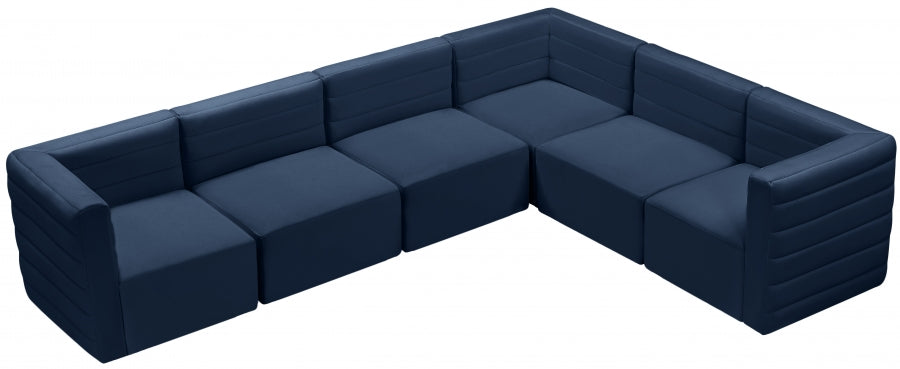 Quincy Blue Velvet Modular Cloud-Like Comfort Sectional from Meridian - Luna Furniture