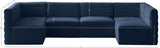 Quincy Blue Velvet Modular Cloud-Like Comfort Sectional from Meridian - Luna Furniture