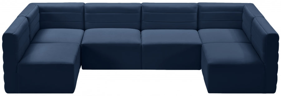 Quincy Blue Velvet Modular Cloud-Like Comfort Sectional from Meridian - Luna Furniture