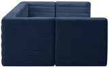 Quincy Blue Velvet Modular Cloud-Like Comfort Sectional from Meridian - Luna Furniture