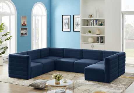 Quincy Blue Velvet Modular Cloud-Like Comfort Sectional from Meridian - Luna Furniture