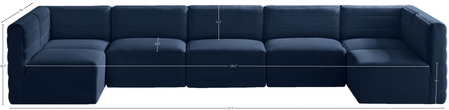 Quincy Blue Velvet Modular Cloud-Like Comfort Sectional from Meridian - Luna Furniture