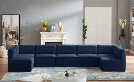 Quincy Blue Velvet Modular Cloud-Like Comfort Sectional from Meridian - Luna Furniture