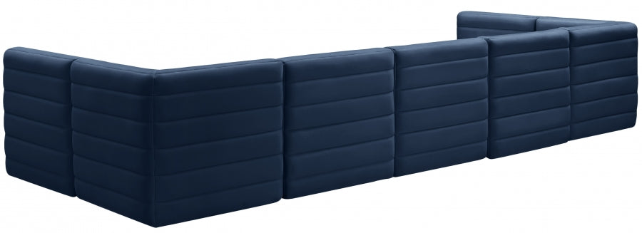 Quincy Blue Velvet Modular Cloud-Like Comfort Sectional from Meridian - Luna Furniture