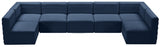 Quincy Blue Velvet Modular Cloud-Like Comfort Sectional from Meridian - Luna Furniture