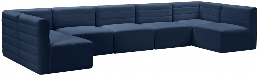 Quincy Blue Velvet Modular Cloud-Like Comfort Sectional from Meridian - Luna Furniture