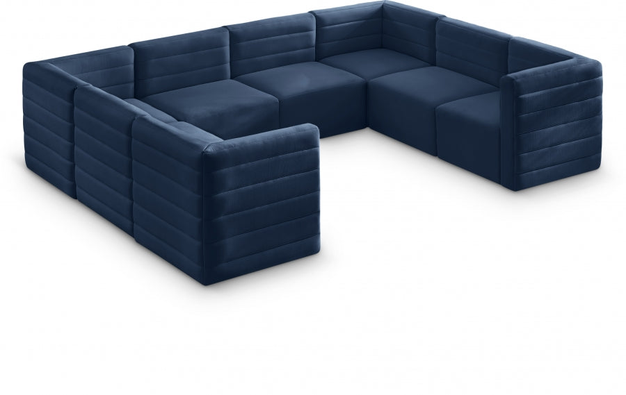 Quincy Blue Velvet Modular Cloud-Like Comfort Sectional from Meridian - Luna Furniture