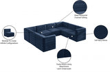 Quincy Blue Velvet Modular Cloud-Like Comfort Sectional from Meridian - Luna Furniture