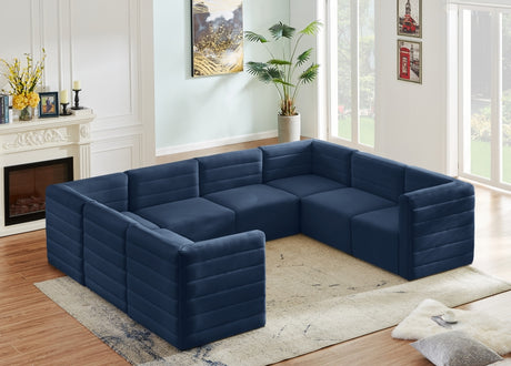 Quincy Blue Velvet Modular Cloud-Like Comfort Sectional from Meridian - Luna Furniture