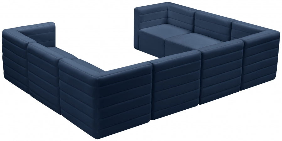 Quincy Blue Velvet Modular Cloud-Like Comfort Sectional from Meridian - Luna Furniture