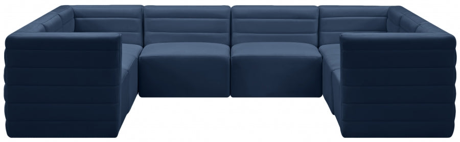 Quincy Blue Velvet Modular Cloud-Like Comfort Sectional from Meridian - Luna Furniture