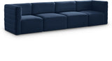 Quincy Blue Velvet Modular Cloud-Like Comfort Sofa from Meridian - Luna Furniture