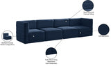 Quincy Blue Velvet Modular Cloud-Like Comfort Sofa from Meridian - Luna Furniture